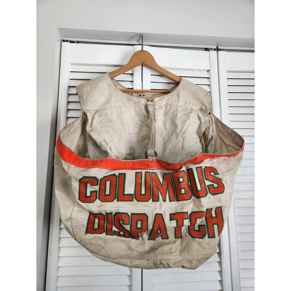 Vintage Columbus Dispatch Newspaper Bag Canvas Carrier‎ Paper Boy Double Sided